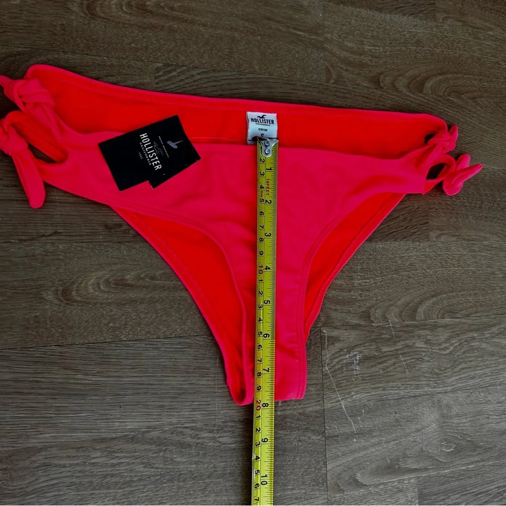New!!! Hollister bright neon coral bikini bottom with tied sides Size S